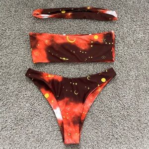 Multi Colored Bandeau Bikini with Headband